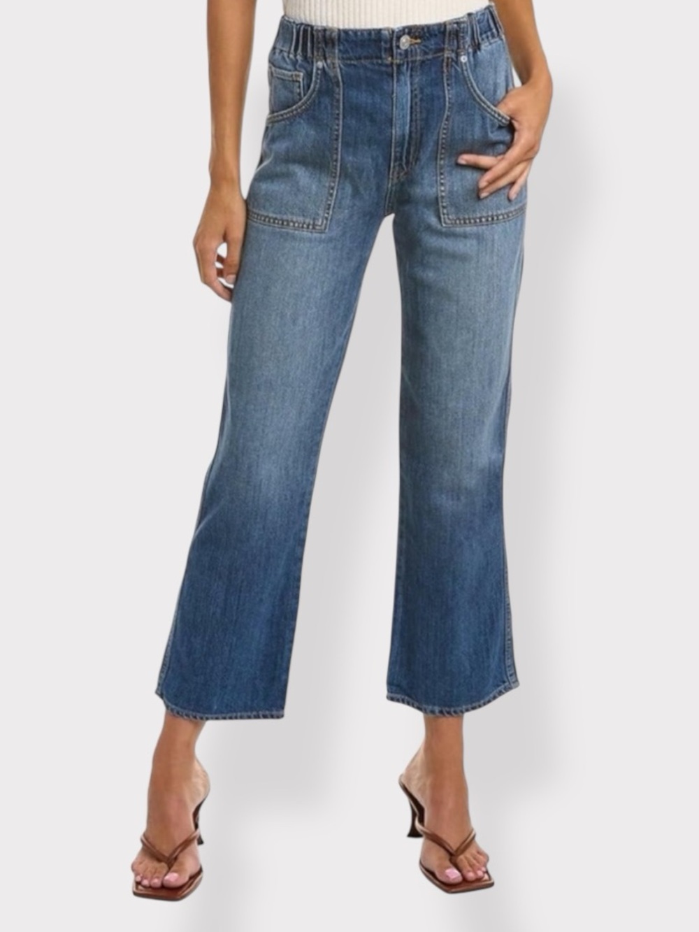 Hudson Remi Crop Flare Jeans Size 33 Patch Pocket Pull On Stretch Wide Leg